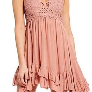 Free People Pink Lace Mini Dress In Small Great Condition